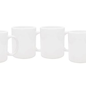 Culver 11-Ounce Hampton Ceramic Mug, White, Set of 4