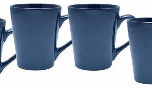 Culver Serenity Cafe Ceramic Mug, 12-Ounce, Blue, Set of 4