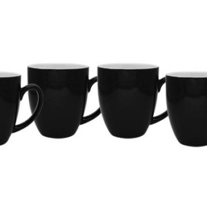 Culver 16-Ounce Bistro Ceramic Mug, Black, Set of 4