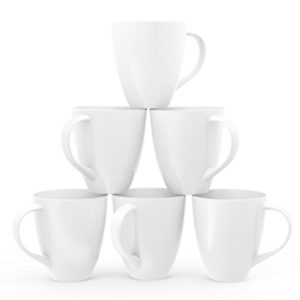 Francois et Mimi Large Ceramic Coffee Mugs, 16-Ounce, White, Set of 6