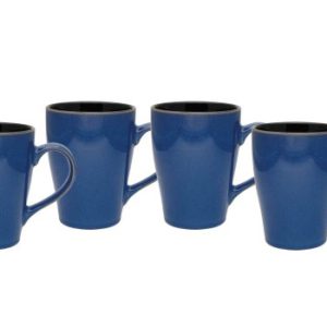 Culver 16-Ounce Sherwood Ceramic Mug, Blue, Set of 4