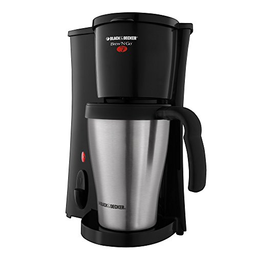 BLACK+DECKER DCM18S Brew 'n Go Personal Coffeemaker with Travel Mug, Black/Stainless Steel
