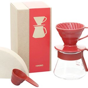Hario V60 Coffee Dripper and Pot Set (Size 01, Red)