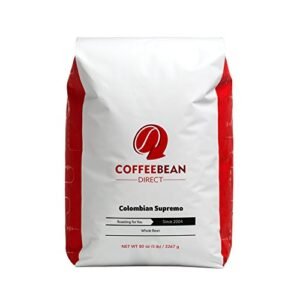 Coffee Bean Direct Colombian Supremo, Whole Bean Coffee, 5-Pound Bag