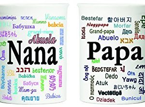 Nana And Papa Set Of Two Mugs, Around The World Ceramic Coffee Cups By Tumbleweed