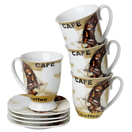 Original Cucina Italiana Ceramic Tea Cup and Saucer Coffee Cup Set with Saucer (Tea Cup, Saucer set of 4)
